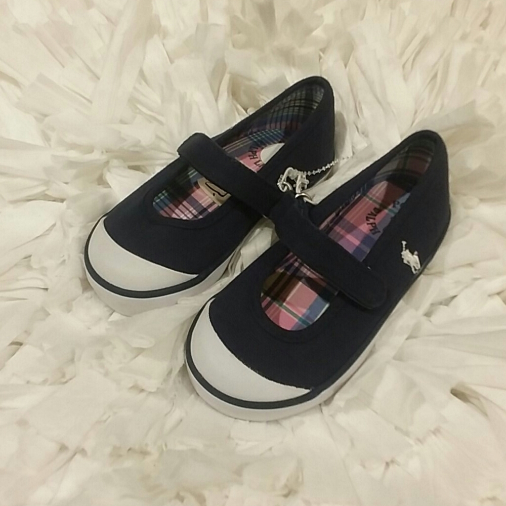 Polo Ralph Lauren Girls Blue Mary Janes Sneakers 7 - Picture 9 of 15